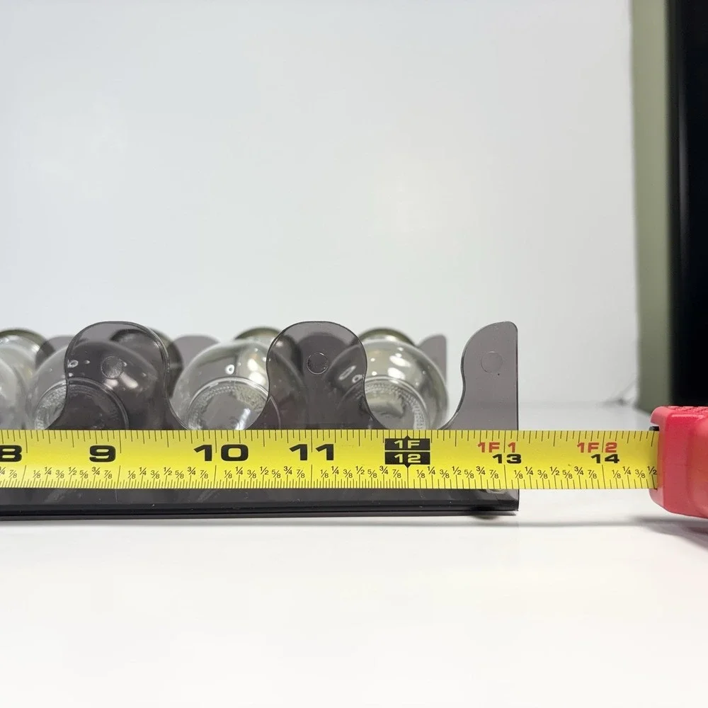Vtg Two Tier Wall Contemporary Acrylic Gray Spice‎ Rack 6 Spice Bottles